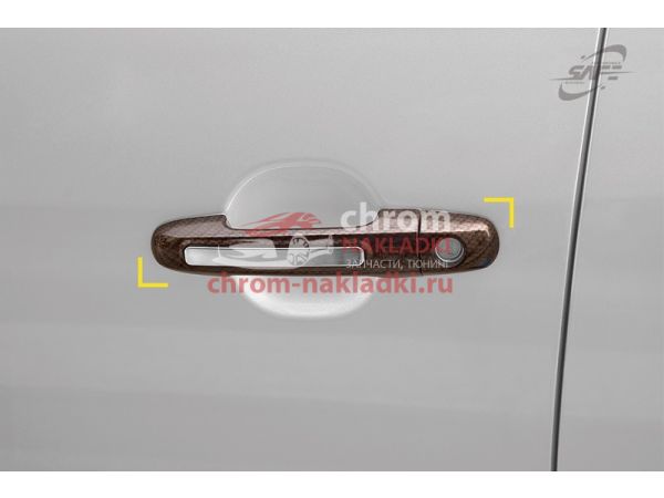 Накладки ручек дверей карбон с хром вставкой для Hyundai i30 / Hyundai Elantra HD / Kia Soul / Kia Cerato