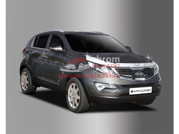 Дефлектор капота (Мухобойка) хром Kia Sportage R 2010-2016