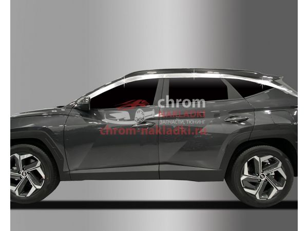 Дефлекторы (ветровики) окон хромированные из 6 штук для Hyundai Tucson NX4 2021-2024