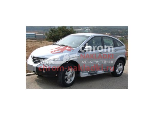 Боковые пороги подножки черные SsangYong Actyon 2005-2010 / Nomad / Kyron