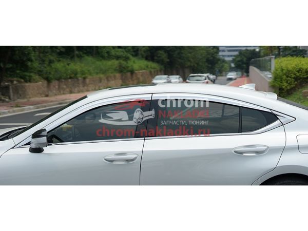 Дефлекторы (ветровики) хромированные на боковые окна Lexus ES 2019-2023