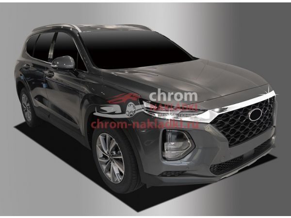 Молдинги над решеткой радиатора и фарами для Hyundai Santa Fe TM 2019-2020