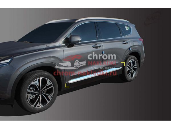 Хромированные молдинги дверей на Hyundai Santa Fe TM 2019-2024