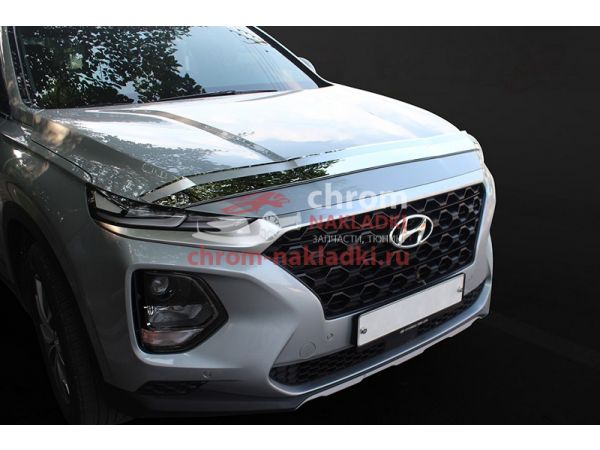 Дефлектор капота (Мухобойка) хромированный Hyundai Santa Fe TM 2019-2024