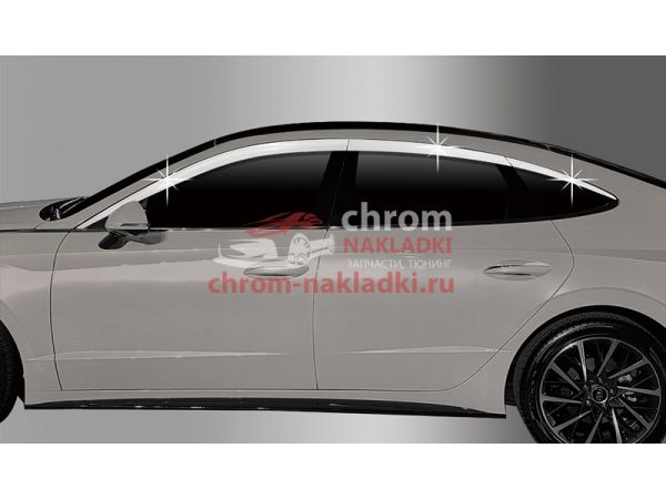 Дефлекторы (ветровики) окон хромированные из 6 частей Hyundai Sonata DN8 2019-2024