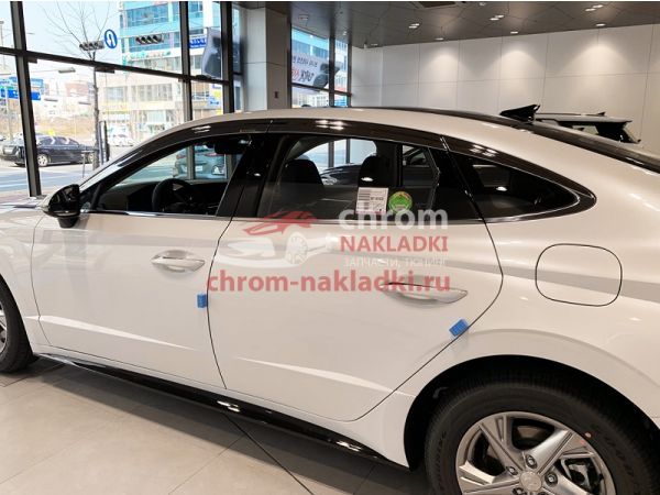 Дефлекторы (ветровики) окон хромированные из 6 частей Hyundai Sonata DN8 2019-2024