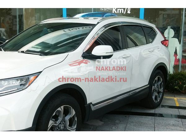 Дефлекторы (ветровики) хром на боковые окна из 6 шт Honda CRV 2017-2021