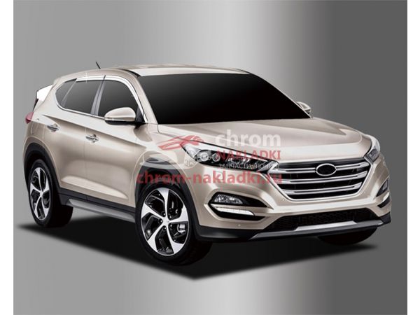 Ветровики на дверь в хроме с уголками на Hyundai Tucson TL 2015-2020