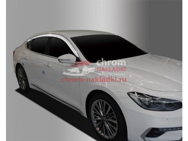 Дефлекторы (ветровики) окон хром из 6 частей для Hyundai Grandeur IG 2017-2019