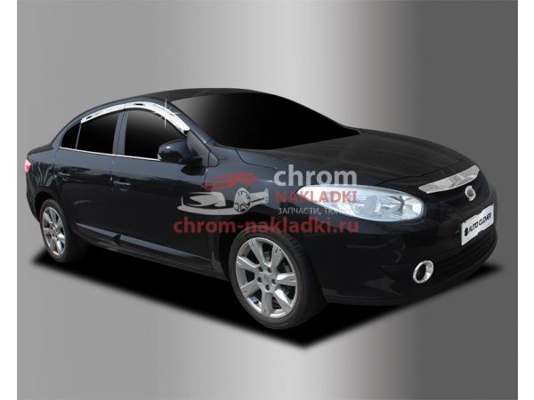 Дефлекторы (ветровики) окон блестящие на Renault Fluence 2010-2020