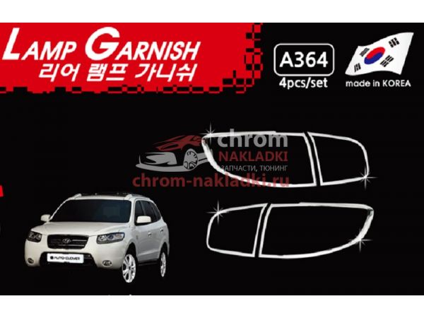 Хромированные оконтовки на задние фонари Hyundai Santa Fe CM 2006-2008