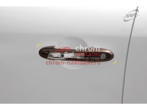 Накладки на ручки дверей карбон Hyundai Santa Fe CM 2006-2011