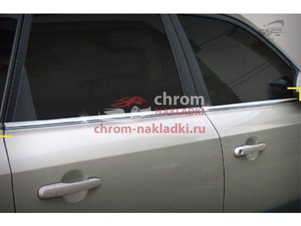 Хромированные молдинги на окна дверей нижние Hyundai Tucson 2004-2009