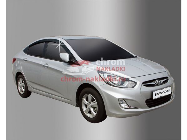 Дефлекторы (ветровики) окон темные для Hyundai Solaris 2011-2016