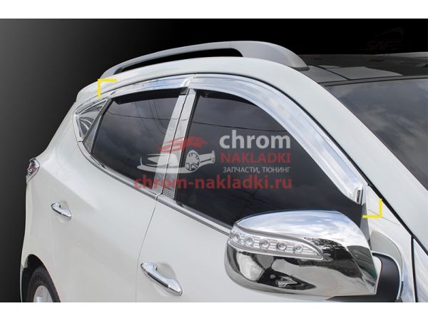 Дефлекторы (ветровики) окон блестящие для Hyundai Tucson IX35 2009-2015