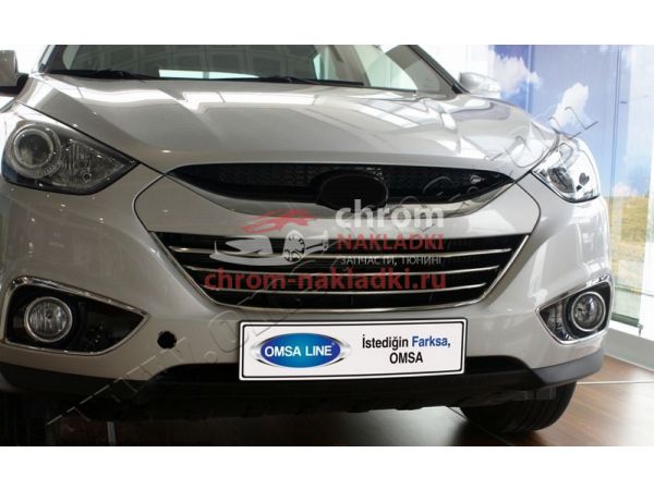 Стальные накладки на решетку радиатора 3 шт Hyundai ix35 2009-2013