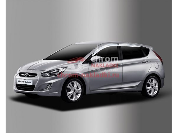 Дефлекторы окон хром Hyundai Solaris Hatchback 2011-2016