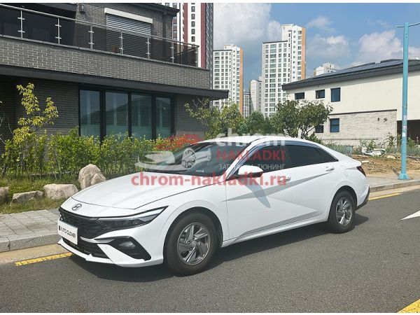 Дефлекторы (ветровики) окон хром из 6 частей Hyundai Elantra Avante 2024-2025