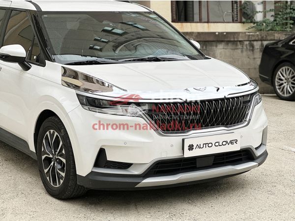 Дефлектор капота (Мухабойка) хромированный для KIA CARNIVAL 2020-2024