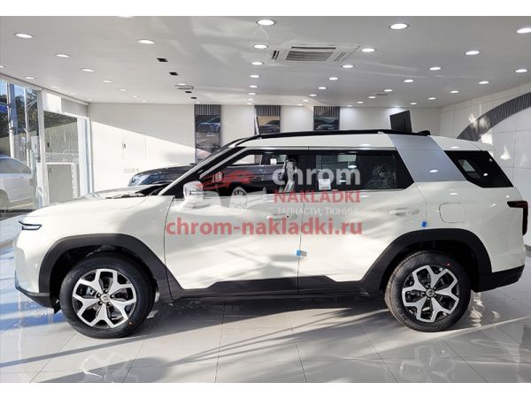 Дефлекторы (ветровики) окон темные с хром полоской для Ssang Yong Torres 2022-2025