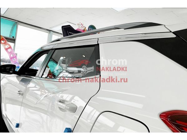 Дефлекторы (ветровики) окон хром из 6 частей All New Korando (Actyon) 2019-2024