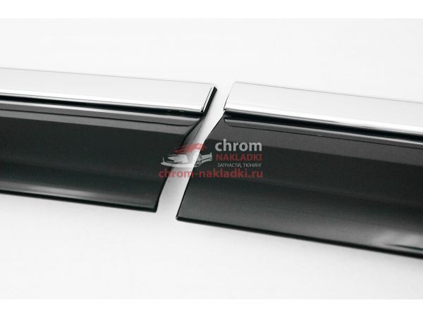 Дефлекторы (ветровики) окон с хром молдингом из 6 частей для Hyundai Santa Fe DM 2012-2018