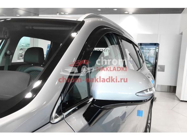 Дефлекторы (ветровики) окон черные 6 штук Hyundai Santa fe TM 2019-2024