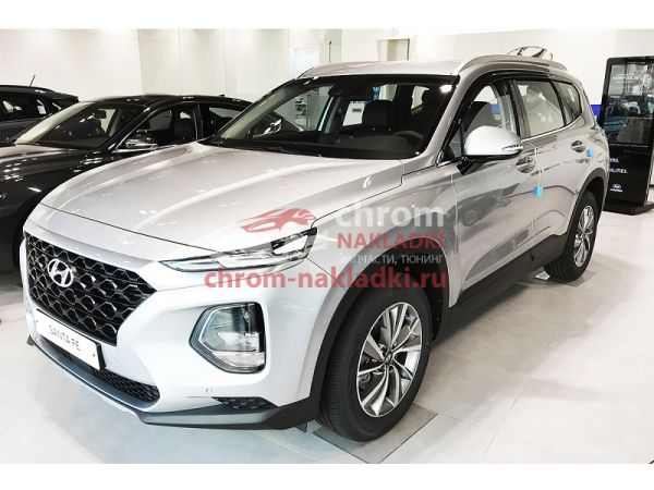 Дефлекторы (ветровики) окон черные 6 штук Hyundai Santa fe TM 2019-2024