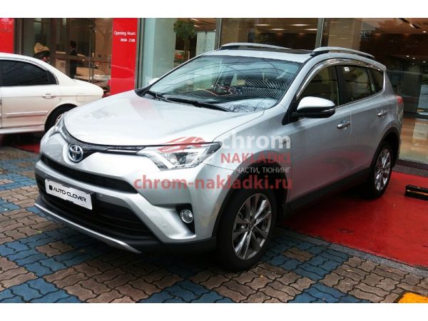 Дефлекторы (ветровики) хром из 6 частей окон для Toyota Rav4 2013-2018