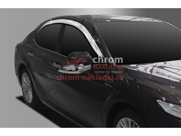 Дефлекторы (ветровики) окон хром для Toyota Camry 2018-2021