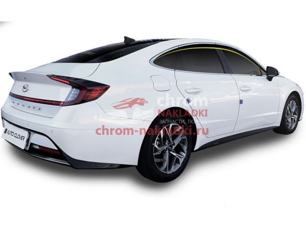 Дефлекторы (ветровики) окон с хром молдингом для Hyundai Sonata DN8 2019-2021