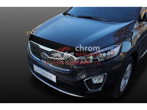 Дефлектор капота (черный) для KIA Sorento Prime 2015-2020