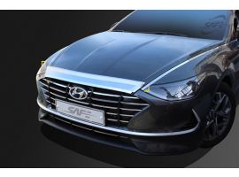 Декоративные накладки кузова Дефлектор капота (Мухобойка) хромированный Hyundai Sonata DN8 2019-2021