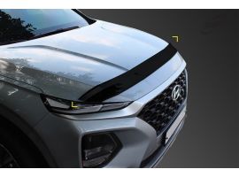 Ветровики (Дефлекторы) Дефлектор капота (Мухобойка) черный Hyundai Santa Fe TM 2019-2024