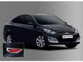 Молдинги противотуманные фар (передн+задн) хромированные Hyundai Solaris Hatchbeck 2011-2014