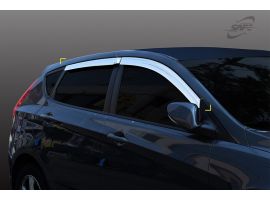 Декоративные накладки кузова Дефлекторы (ветровики) окон хромированные Hyundai Solaris 2011-2016