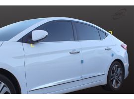 Хромированные накладки на низ окна из 6 частей Hyundai Elantra Avante 2017-2023