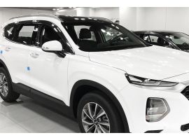 Дефлекторы (ветровики) окон хром Hyundai Santa Fe TM 2019 - 2020 6 штук Autoclover